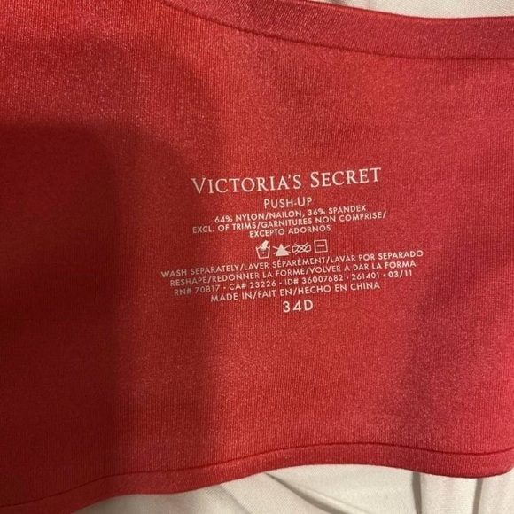 Victoria’s Secret Scarlet Smooth Push-up Bra Sz 34D - Picture 6 of 6